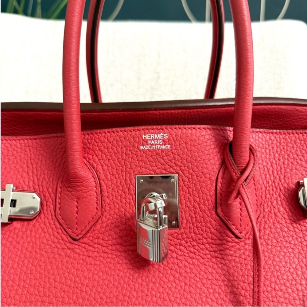 HERMES Birkin 35 bag pink leather authentic silver hardware tote - Picture 4 of 16